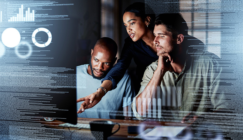 engineers reviewing computer screens